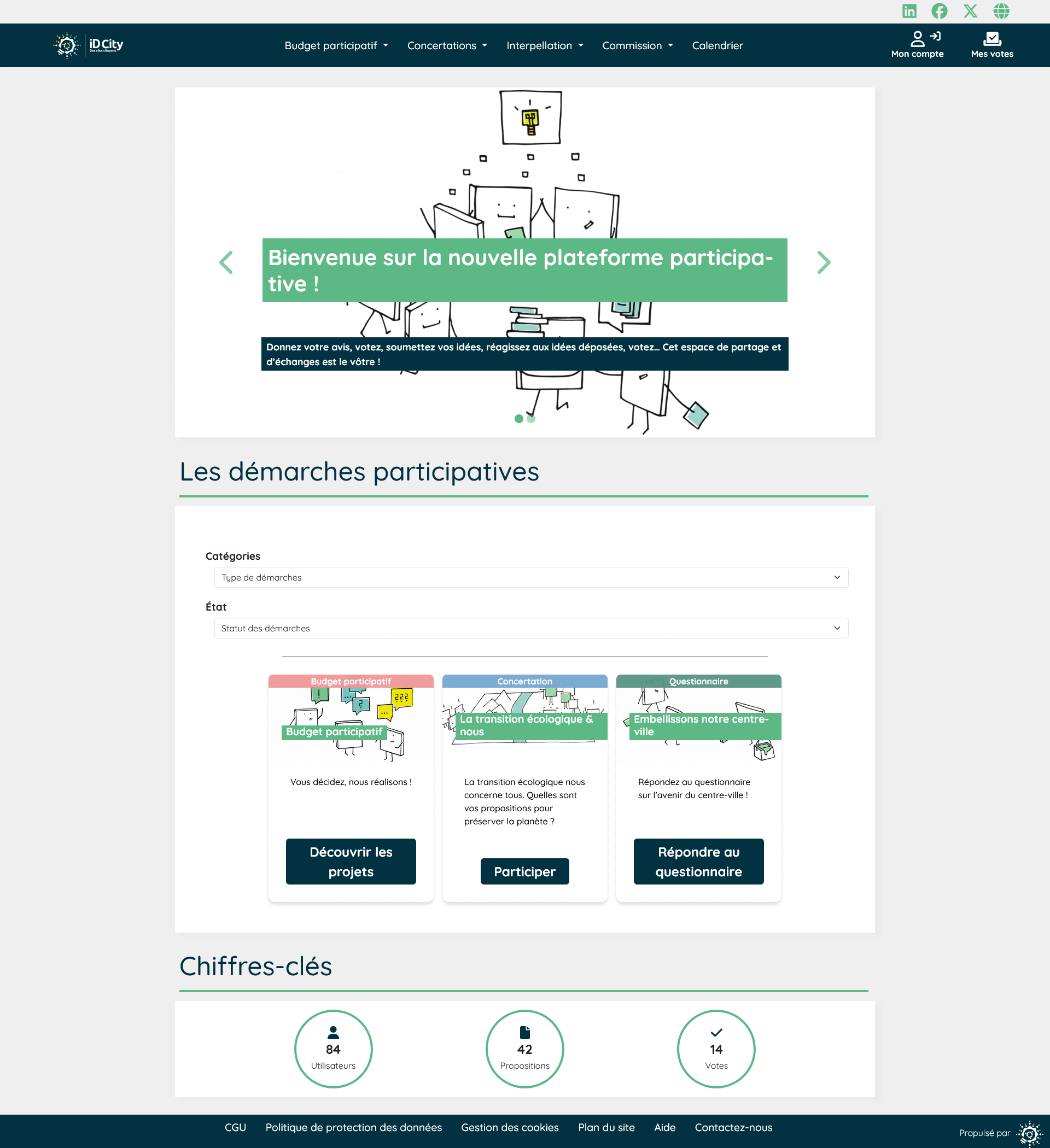 Une page d'accueil personnalisée plateforme participative