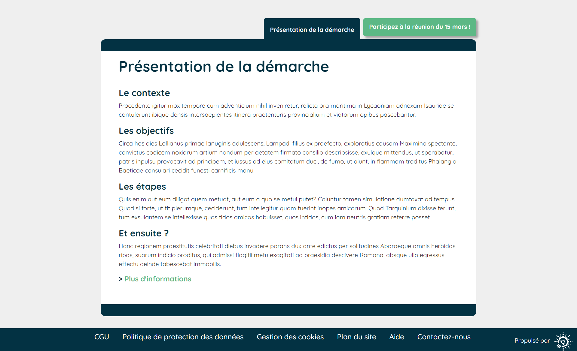 page contenu plateforme participative