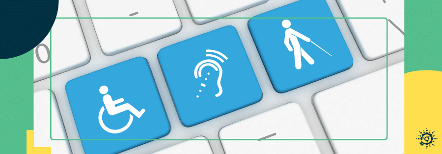 Image d'illustration de l'article. Elle représente un clavier avec des pictogrammes qui illustre différents handicaps (visuels, moteurs, auditifs).